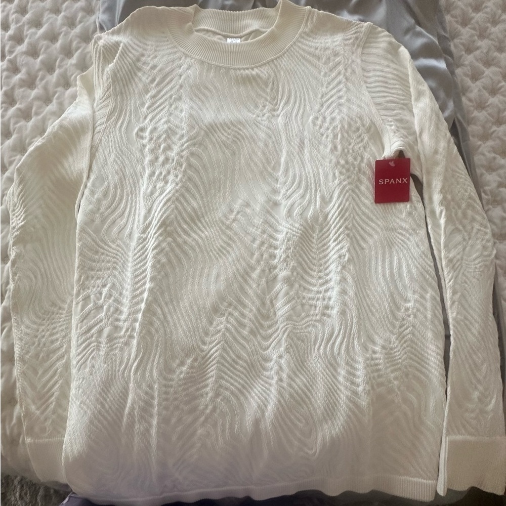 SPANX Long Sleeve Shirt Blouse in Powder Cream… new with tags
